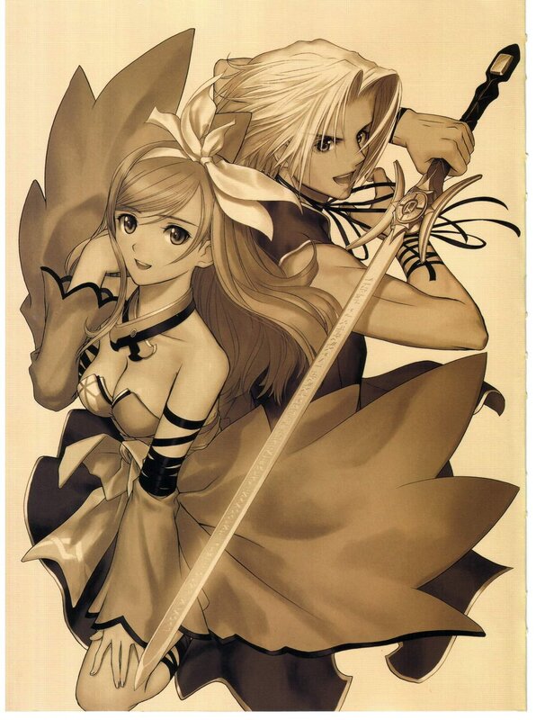 Two anime girls with swords