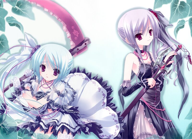 Two anime girls with swords