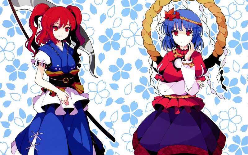 Two anime girls with swords