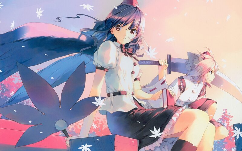 Two anime girls with swords
