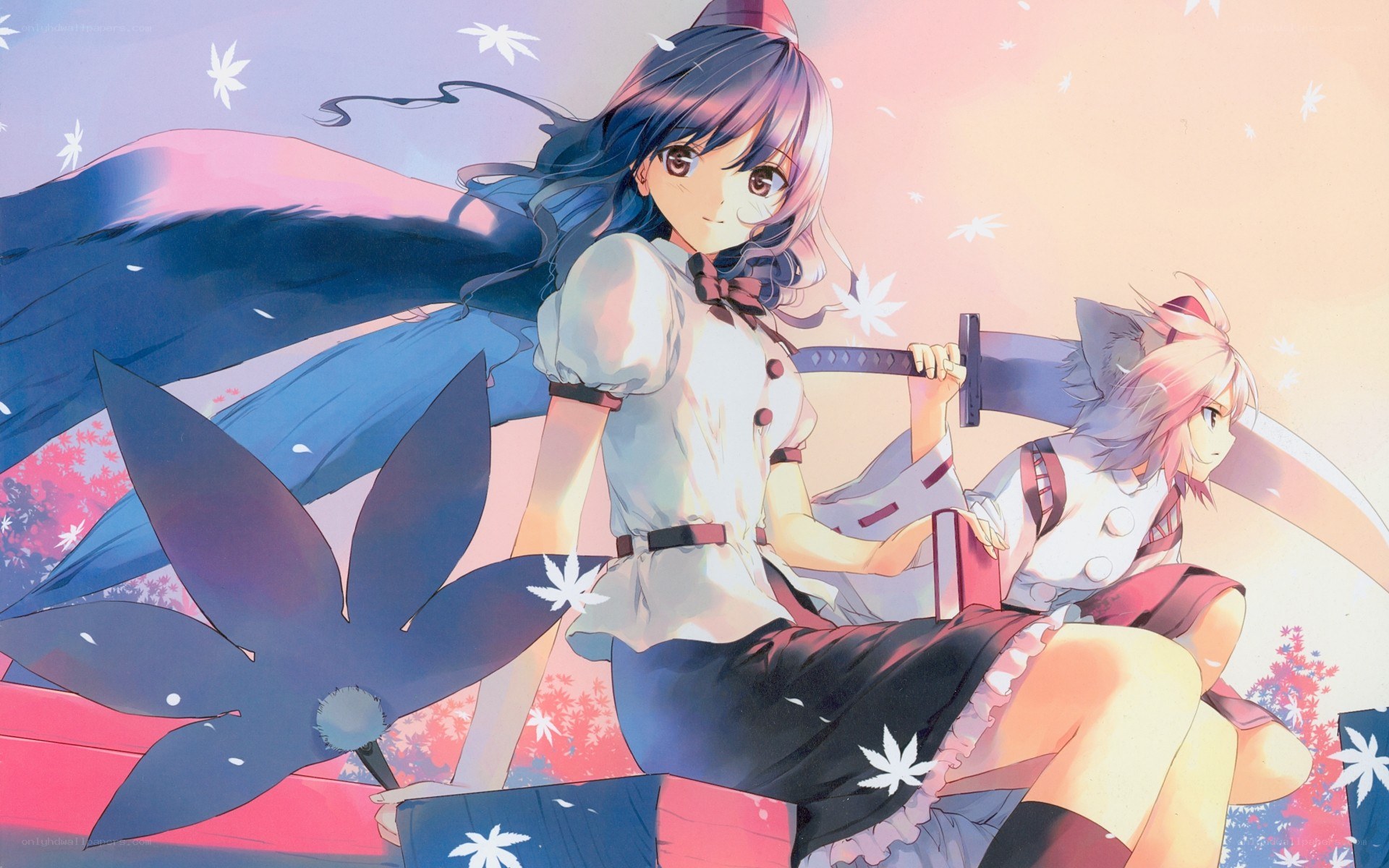 Two anime girls with swords