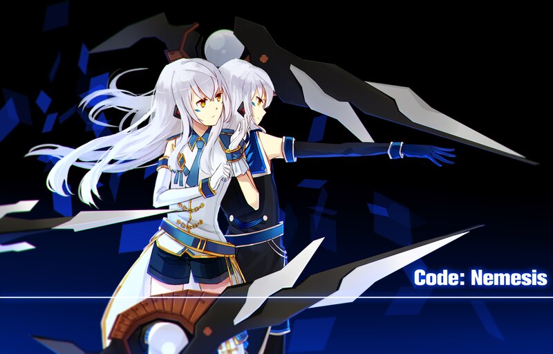 Two Anime Girls with Swords — Black, Dramatic, Night, White Hair
