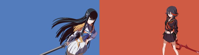 Two Anime Girls with Swords — Blue, Dramatic, Long Hair, School Uniforms