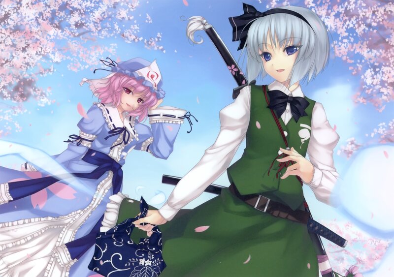 Two Anime Girls with Swords — Green, Serene