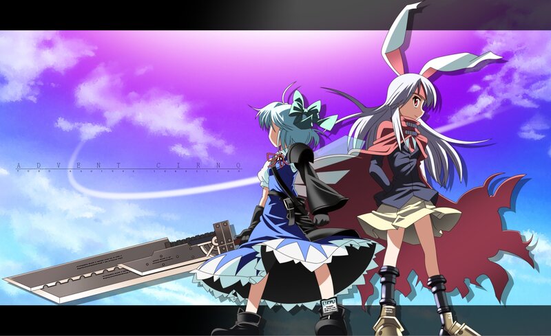 Two Anime Girls with Swords — Purple, Dramatic, Afternoon