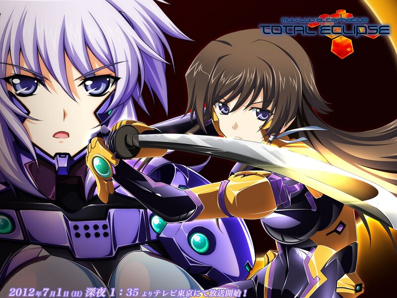 Two Anime Girls with Swords — Purple, Dramatic, Night, Mecha Armor