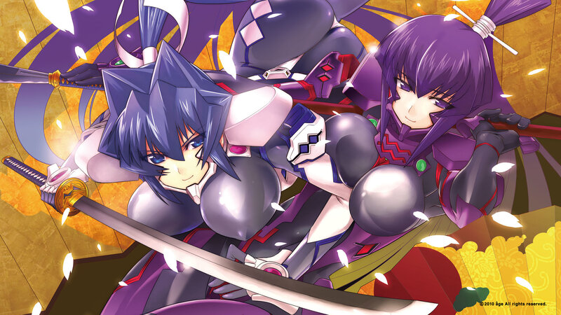 Two Anime Girls with Swords — Purple, Dynamic, Armor