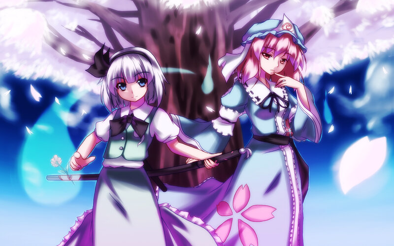 Two Anime Girls with Swords — Purple