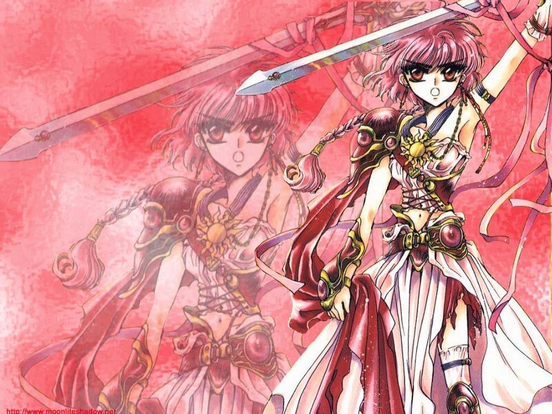 Two Anime Girls with Swords — Red, Dramatic, Manga