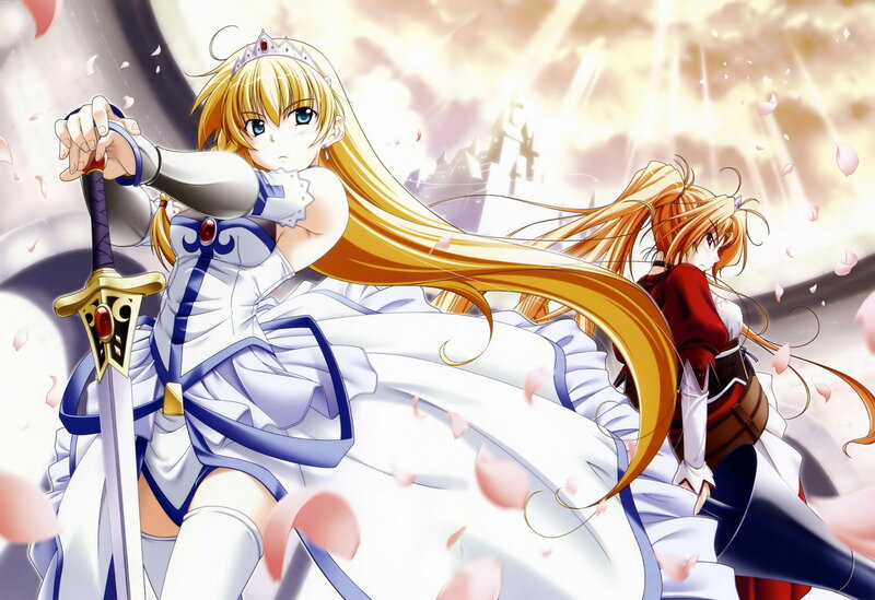 Two Anime Girls with Swords — White