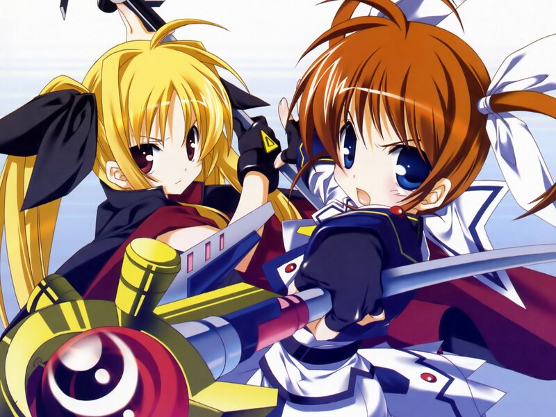 Two Anime Girls with Swords — Yellow, Action