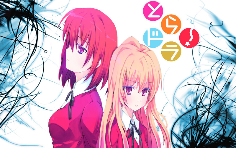 two anime girls with symbols
