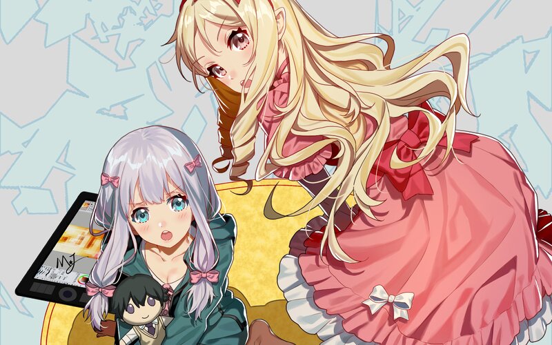 Two Anime Girls with Tablet