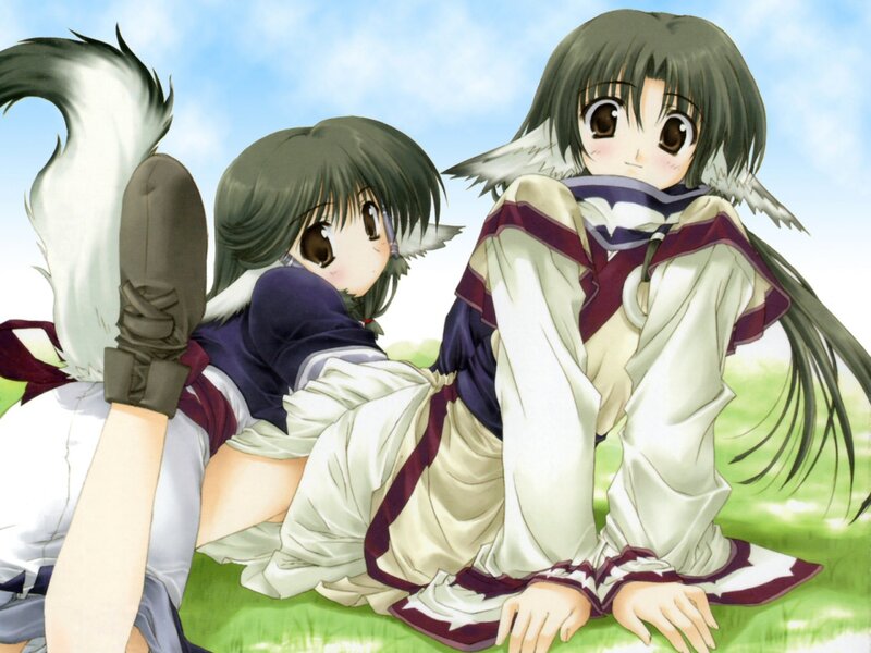 Two Anime Girls with Tails