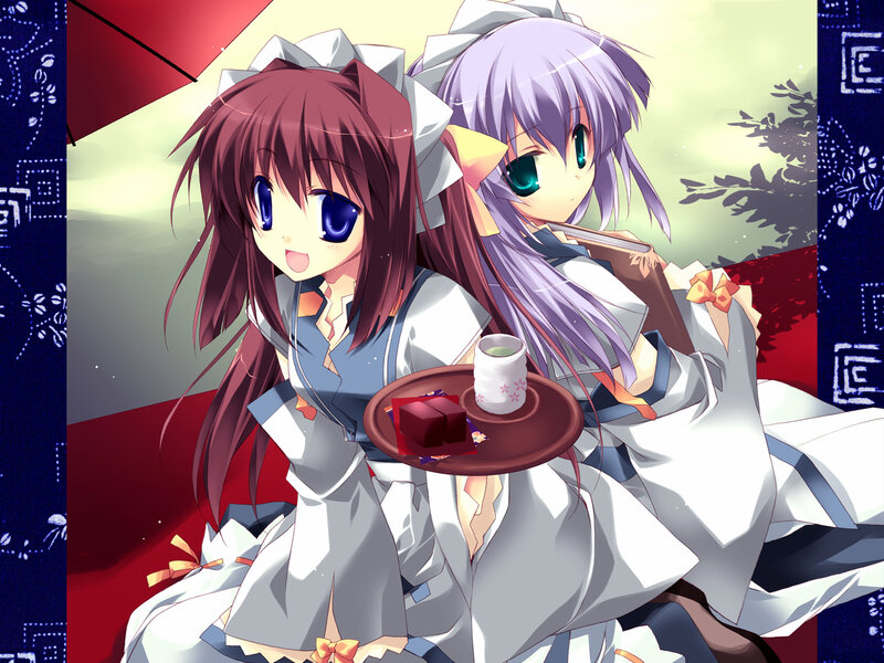 Two Anime Girls with Tea