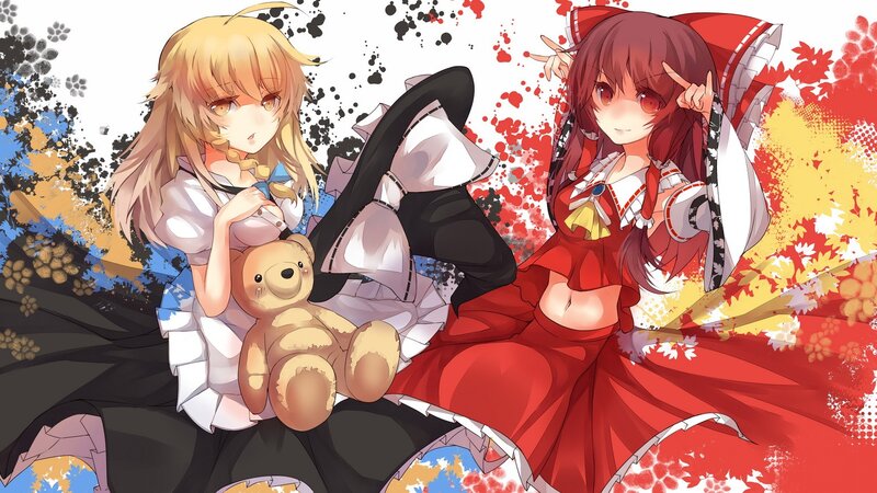 Two anime girls with teddy bear