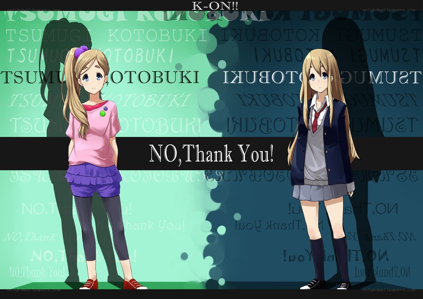 Two anime girls with text