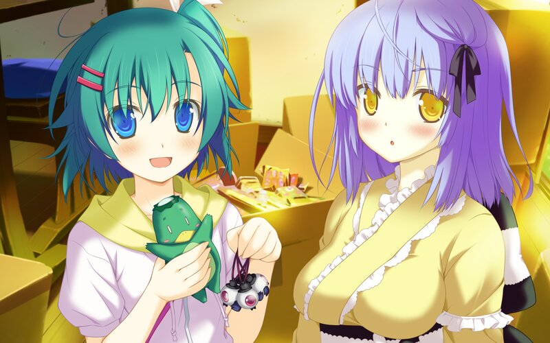 Two anime girls with toys