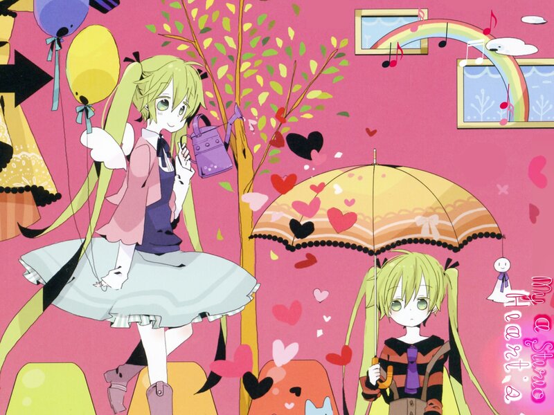 Two Anime Girls with Umbrellas — Pink
