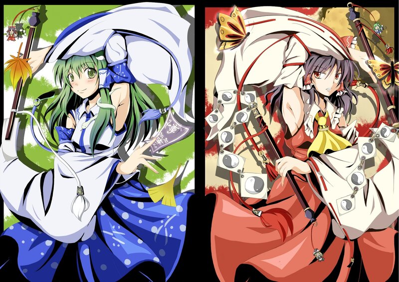 Two anime girls with umbrellas
