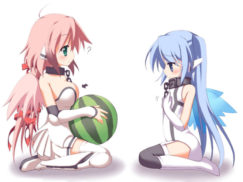 Two Anime Girls with Watermelon