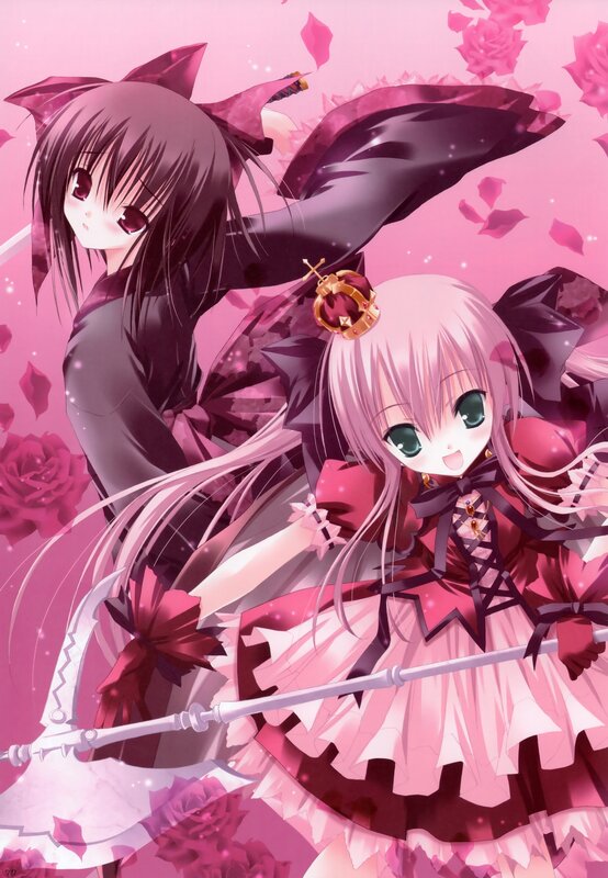Two anime girls with weapons