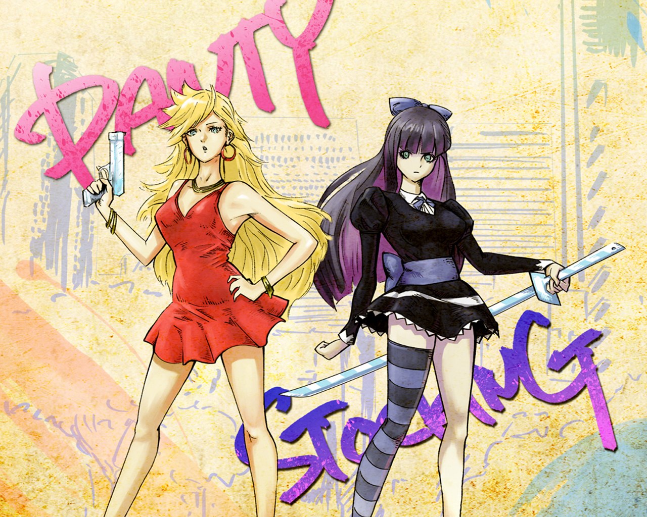 Two anime girls with weapons