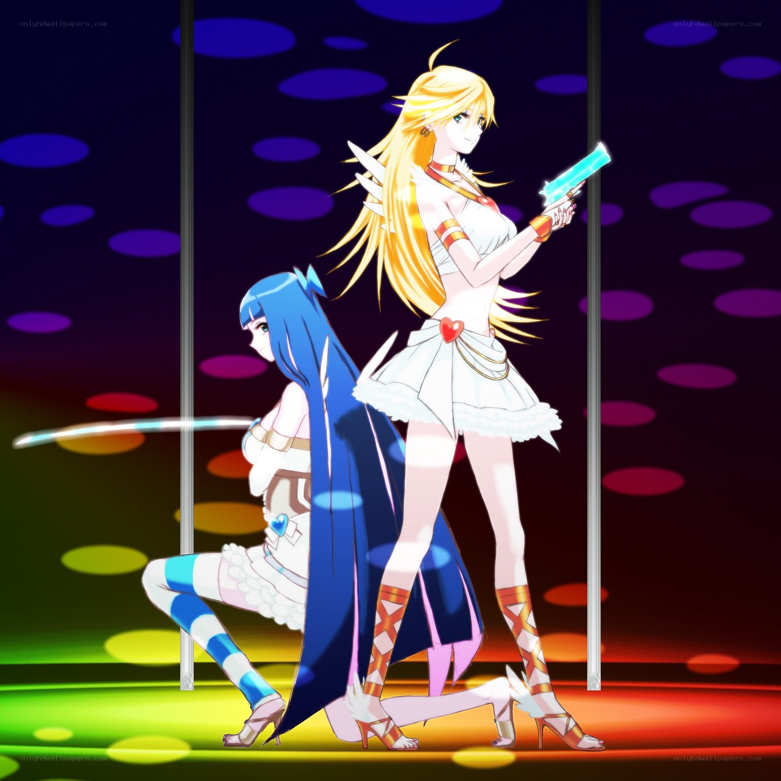 Two anime girls with weapons