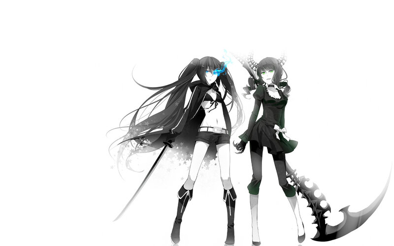 two anime girls with weapons