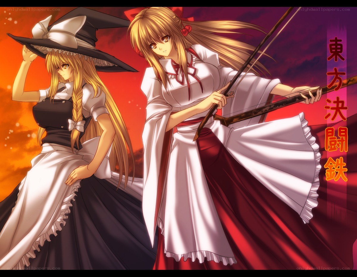 Two anime girls with weapons
