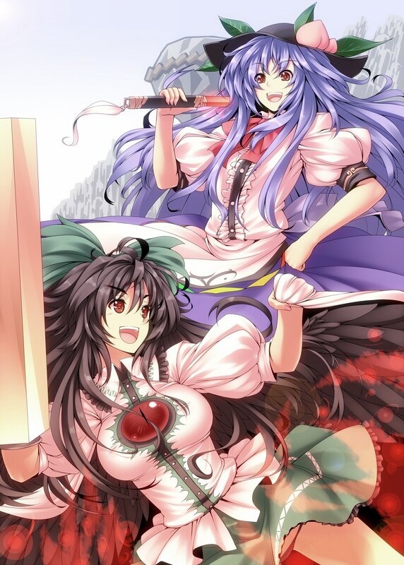 Two anime girls with weapons