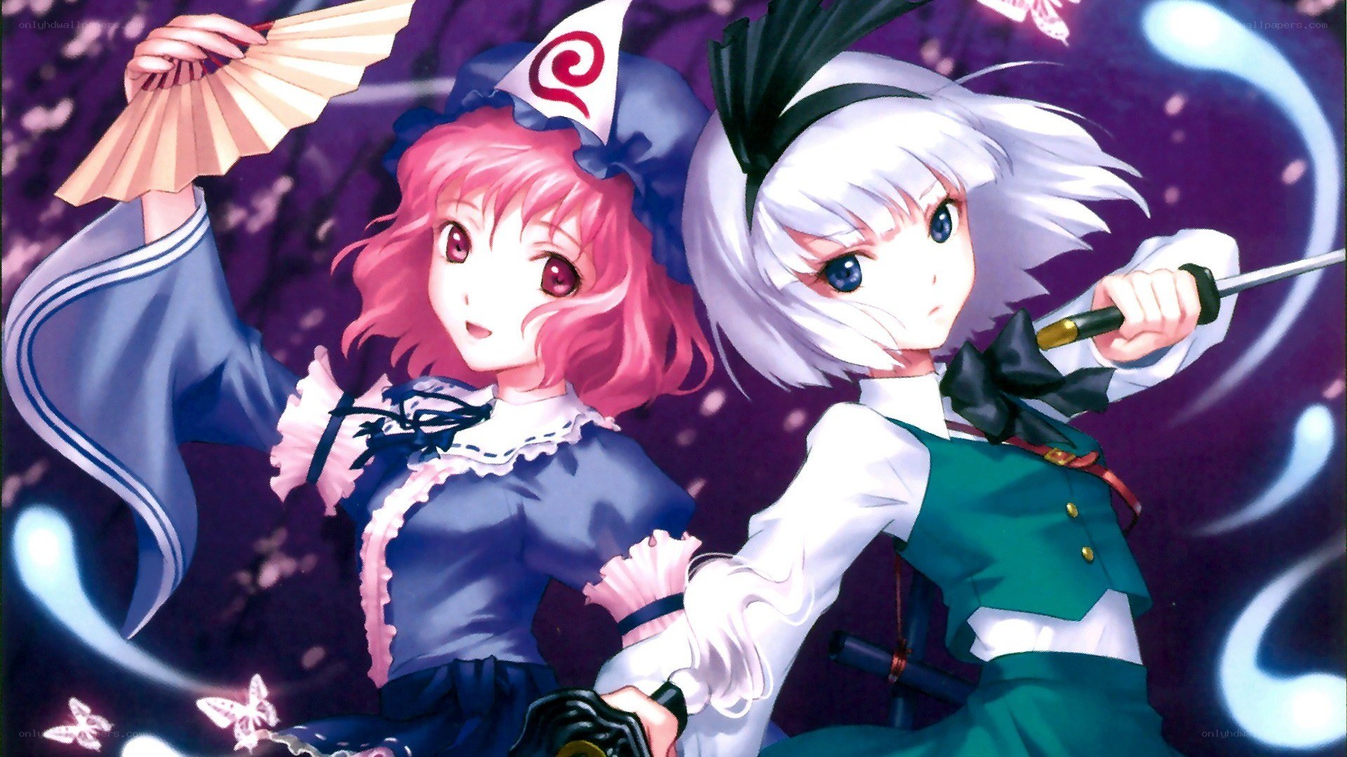 Two anime girls with weapons