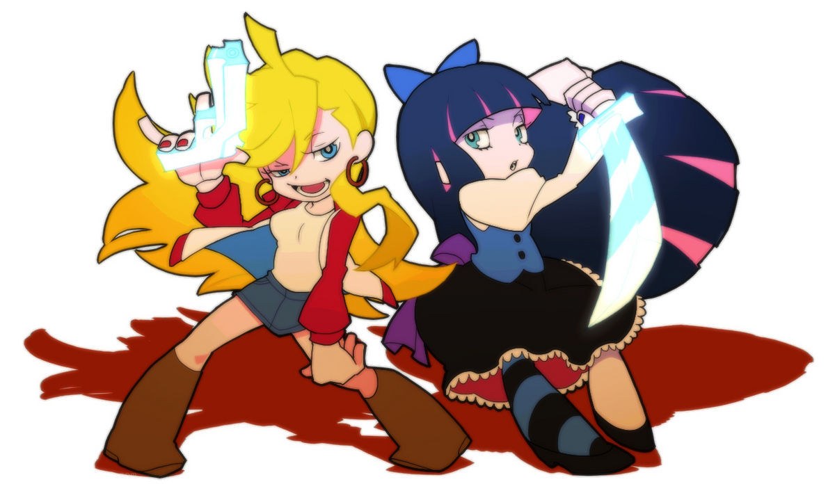 Two anime girls with weapons