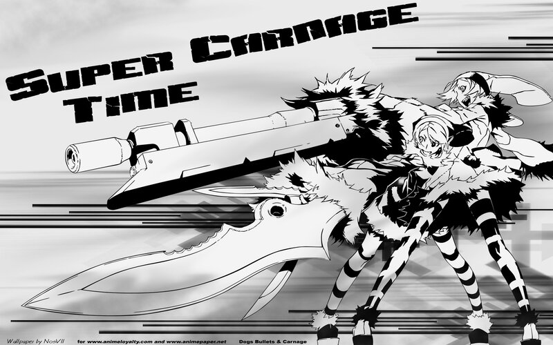 Two Anime Girls with Weapons — Black, Action-packed