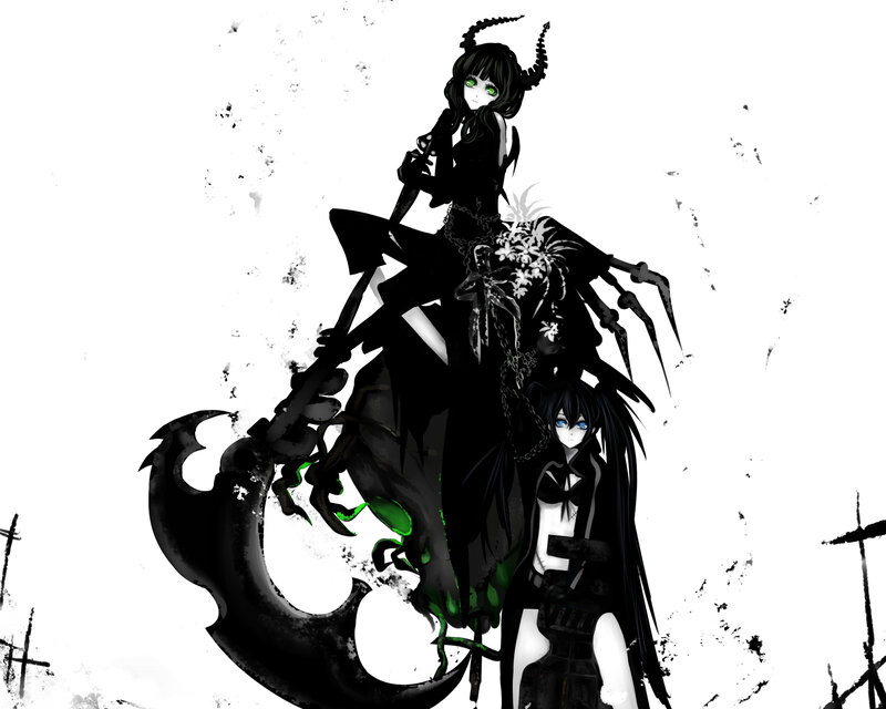 Two Anime Girls with Weapons — Black, Dark, Digital Art