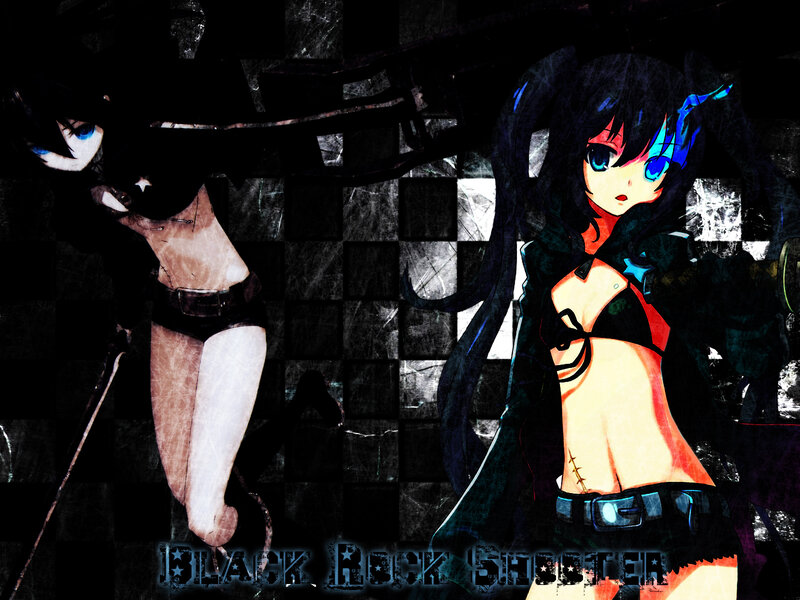 Two Anime Girls with Weapons — Black, Dark