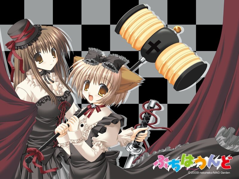 Two Anime Girls with Weapons — Black, Dramatic, Sword