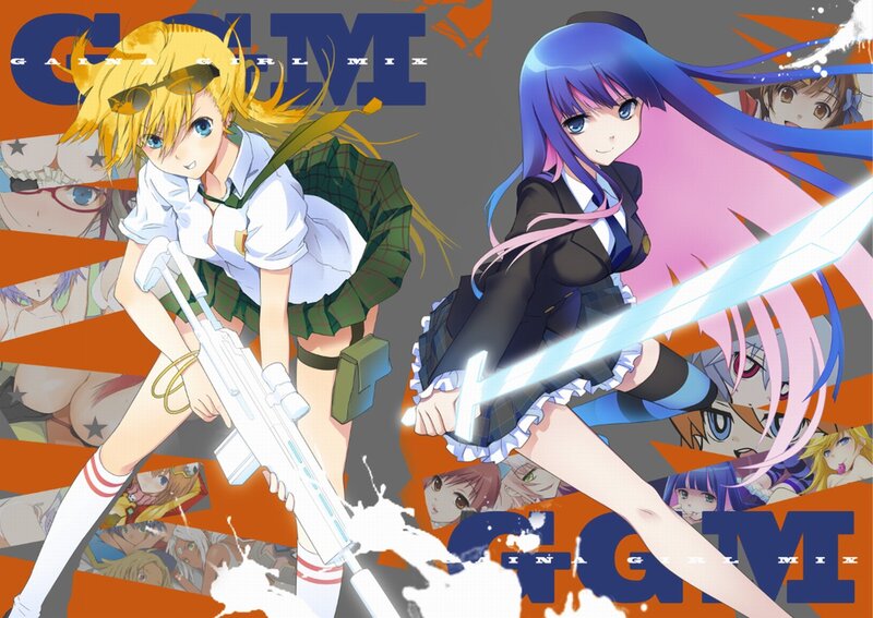 Two Anime Girls with Weapons — Blue, Action-packed