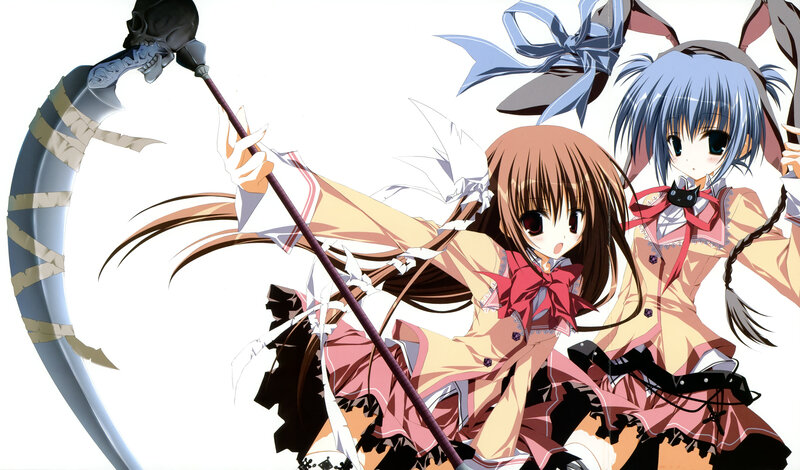 Two Anime Girls with Weapons — Brown