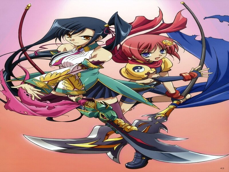 Two Anime Girls with Weapons — Pink, Dynamic