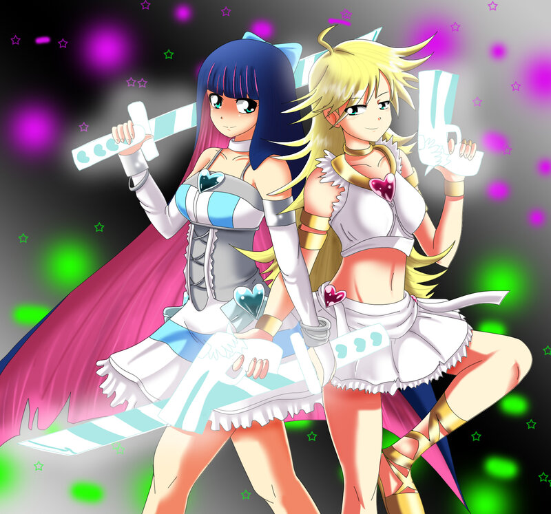 Two Anime Girls with Weapons — Pink, Energetic