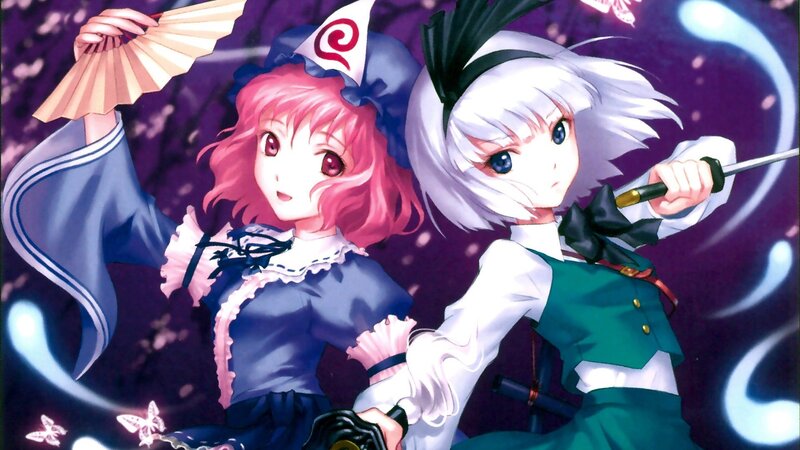 Two Anime Girls with Weapons — Purple, Dramatic, Night, Fan