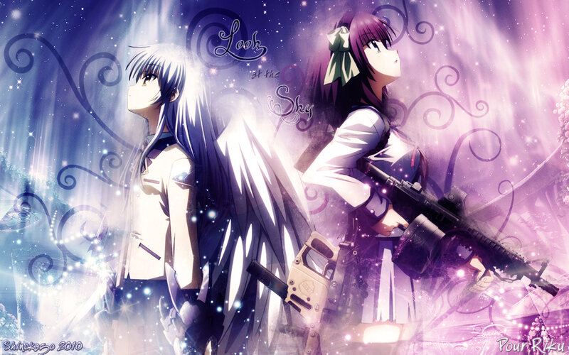 Two Anime Girls with Weapons — Purple, Dramatic, Night