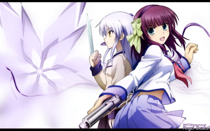 Two Anime Girls with Weapons — Purple, Dynamic, Swords