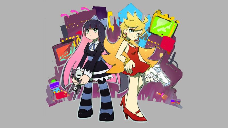Two Anime Girls with Weapons — Purple, Energetic