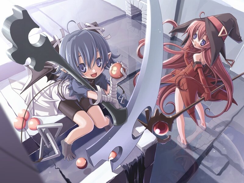 Two Anime Girls with Weapons — Purple