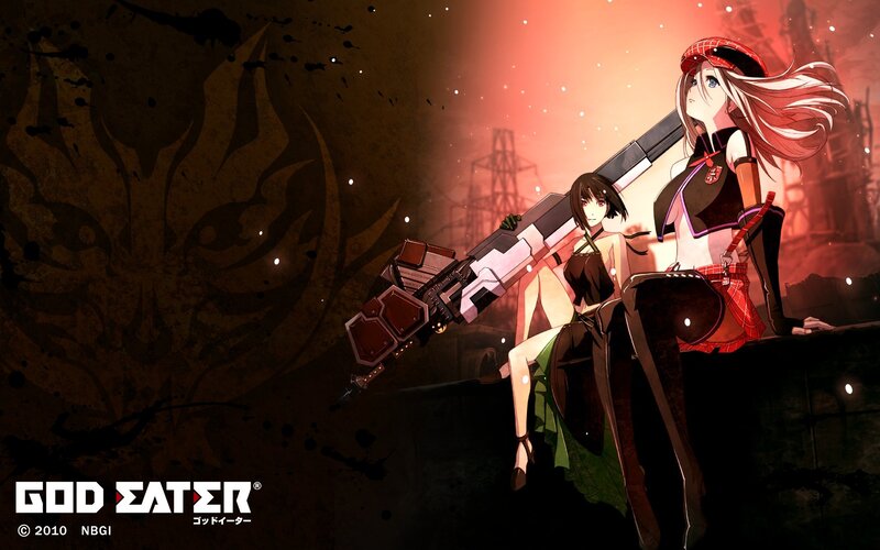 Two Anime Girls with Weapons — Red, Dramatic, Night, Cityscape