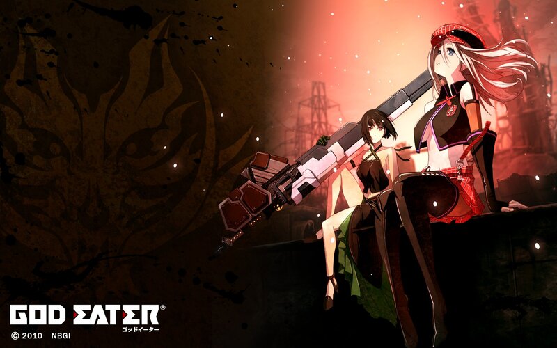 Two Anime Girls with Weapons — Red, Dramatic, Night