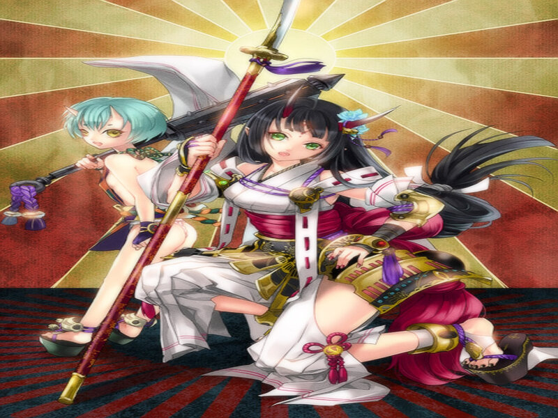 Two Anime Girls with Weapons — Red