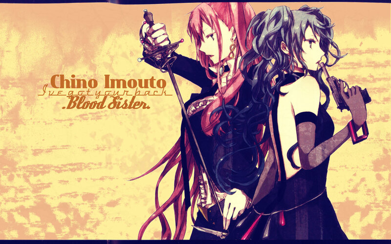 Two Anime Girls with Weapons — Yellow